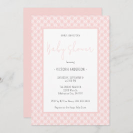 Gingham Cute Pastel Pink Girl Baby shower Kaart