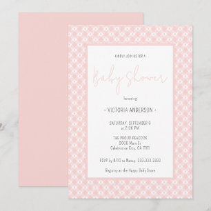 Gingham Cute Pastel Pink Girl Baby shower Kaart
