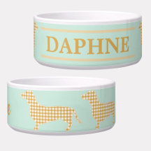 Gingham Dachshund op Duck Egg Blue - Traditioneel