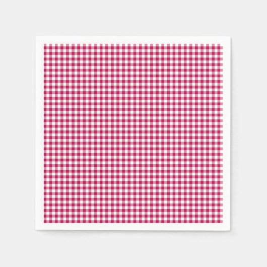 Gingham-Dark Pink-Paper Napkins Servetten (Voorkant)
