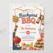 Gingham Denim achtertuin BBQ-feest uitnodiging  (Voorkant)