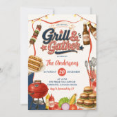 Gingham Denim Grill & Gather BBQ-feest Kaart (Voorkant)