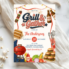 Gingham Denim Grill & Gather BBQ-feest Kaart