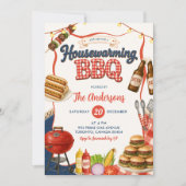 Gingham Denim Housewarming BBQ-feest uitnodiging (Voorkant)