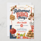 Gingham Denim Pensioen BBQ-feest Kaart (Voorkant)