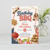 Gingham Denim Verjaardags BBQ-feest Uitnodiging  (Staand voorkant)