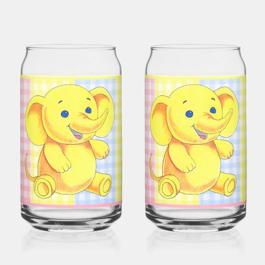 Gingham Dieren Soda Glas (Voorkant)