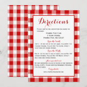 Gingham Directies - Rood witje bruiloft Kaart (Voorkant / Achterkant)