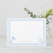 Gingham Dog Baby Boy | Kwekerij van Stationery Bedankkaart (Staand voorkant)