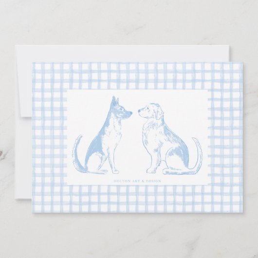 Gingham Dog Baby Boy | Kwekerij van Stationery Bedankkaart (Achterkant)