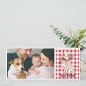 Gingham Dog Christmas Holiday Kaart (Staand voorkant)