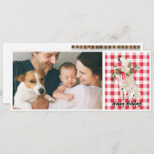 Gingham Dog Christmas Holiday Kaart (Voorkant / Achterkant)