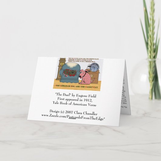 Gingham Dog en Calico Cat Feestdagen Kaart (Achterkant)