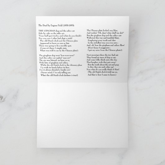 Gingham Dog en Calico Cat Feestdagen Kaart (Binnen)