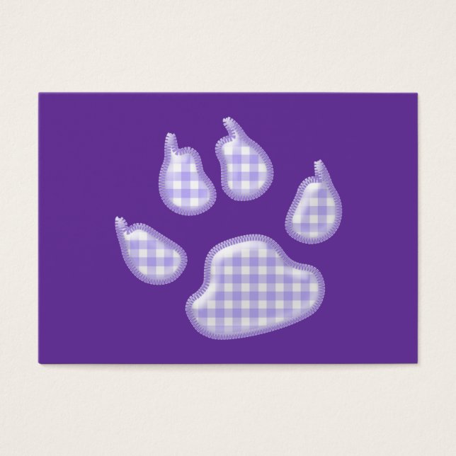 gingham dog paw - paars visitekaartjes (Voorkant)