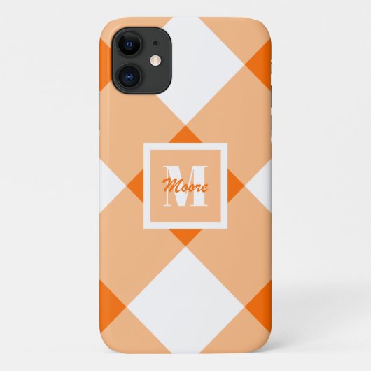 Gingham - Donkere en Oranje telefoontas van Pastel Case-Mate iPhone Case (Achterkant)