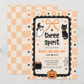 Gingham Drie of Spirit Halloween Verjaardagsfeestj Kaart (Voorkant / Achterkant)
