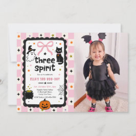 Gingham Drie of Spirit Halloween Verjaardagsfoto Kaart