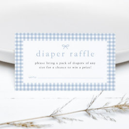 Gingham Dusty Blue Boys Baby shower Luier Raffle Informatiekaartje