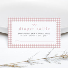 Gingham Dusty Pink Girls Baby shower Luier Raffle Informatiekaartje