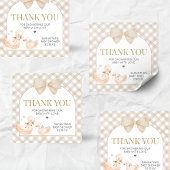 Gingham Dwaze Gans Baby Shower Vierkante Sticker