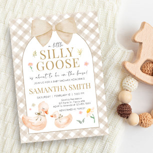 Gingham Dwaze Gans Babyshower Kaart