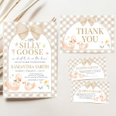 Gingham Dwaze Gans Babyshower Kaart