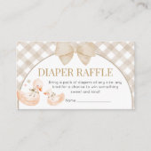 Gingham Dwaze Gans Babyshower Luiers Raffle Informatiekaartje (Voorkant)
