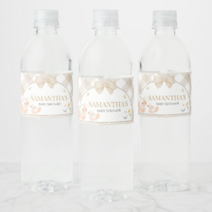 Gingham Dwaze Gans Babyshower Waterfles Etiket