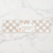 Gingham Dwaze Gans Babyshower Waterfles Etiket (Enkel label)