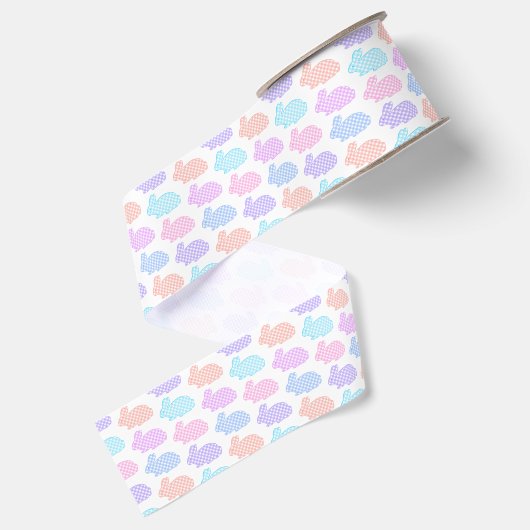 Gingham Easter Bunny Pattern Grosgrain Lint (Achterkant)