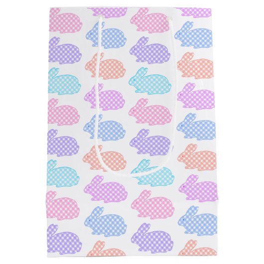Gingham Easter Bunny Pattern Medium Cadeauzakje (Achterkant)