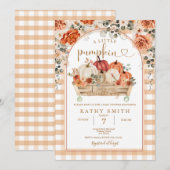 Gingham Een beetje pompoen is op weg naar het Baby Kaart (Voorkant / Achterkant)