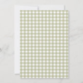 Gingham eendelige stomme gans 1e verjaardagsuitnod kaart (Achterkant)