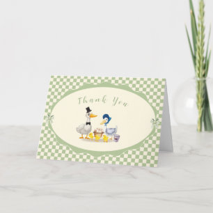 Gingham Eendje Familie Eend Baby Shower Bedankkaart