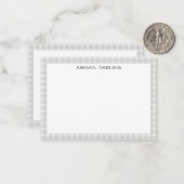 Gingham Eenvoudige Moderne Dun Grens Notitiekaartje (Voorkant / Achterkant in situ)