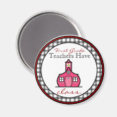Gingham eerste klas leraar magneet (Voorkant / Achterkant)