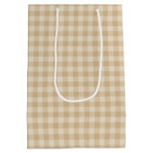 Gingham Elegant Cream Pattern - Gift Bag Medium Cadeauzakje (Achterkant)