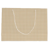 Gingham Elegant Cream Pattern Grote Gift Bag Groot Cadeauzakje (Achterkant)