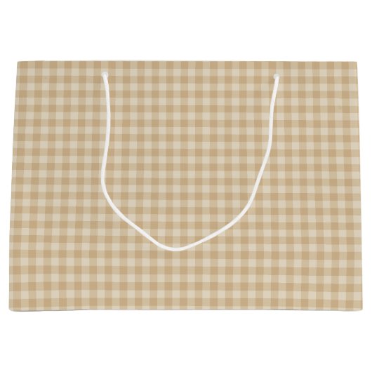 Gingham Elegant Cream Pattern - Grote Gift Bag Groot Cadeauzakje (Voorkant)