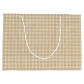 Gingham Elegant Cream Pattern - Grote Gift Bag Groot Cadeauzakje (Achterkant)