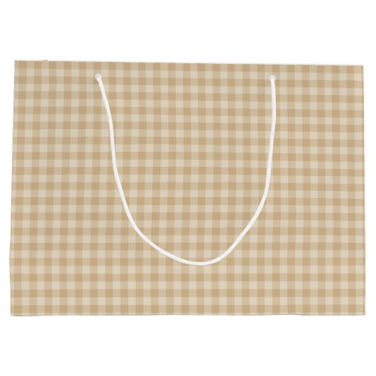 Gingham Elegant Cream Pattern - Grote Gift Bag Groot Cadeauzakje (Achterkant)
