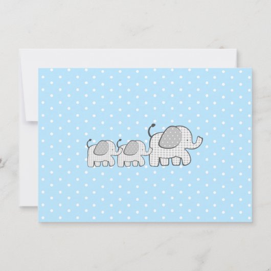 Gingham Elephant Baby Boy Twins Bedankt (Achterkant)