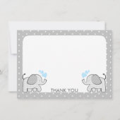 Gingham Elephant Baby Boy Twins Bedankt (Voorkant)