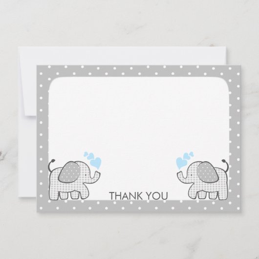 Gingham Elephant Baby Boy Twins Bedankt (Voorkant)