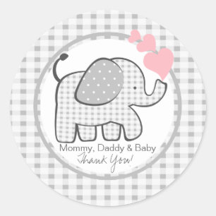 Gingham Elephant met hart Ronde Sticker