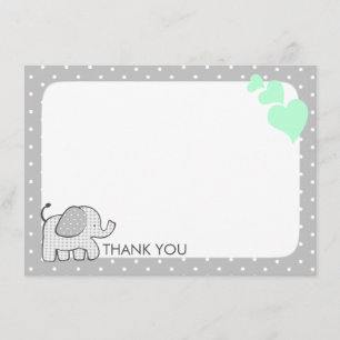 Gingham Elephant Mint Green Baby Bedankt