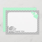 Gingham Elephant Mint Green Baby Bedankt (Voorkant / Achterkant)