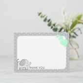 Gingham Elephant Mint Green Baby Bedankt (Staand voorkant)