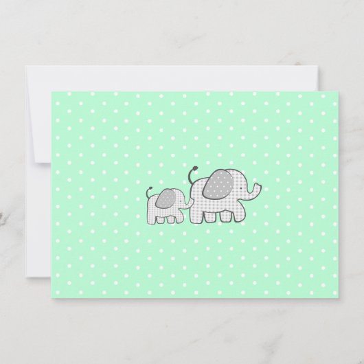 Gingham Elephant Mint Green Baby Bedankt (Achterkant)
